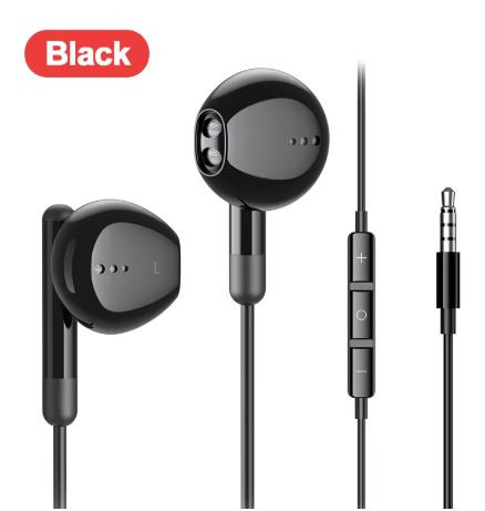 3.5MM Black Wired Headphones For Samsung Galaxy S24 S23 S22 3.5MM in-Ear Headphone A53 A52 Note 20 , Earphone HiFi Bass Stereo