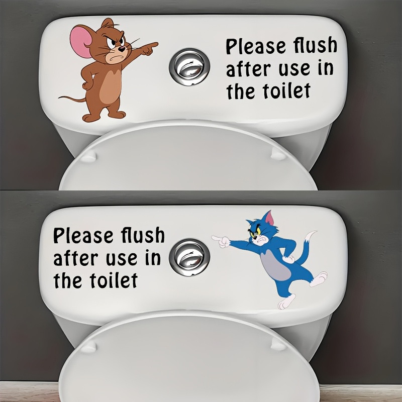 Cat and Mouse Fun Reminder Toilet Sticker "Please Flush After Use in the Toilet"