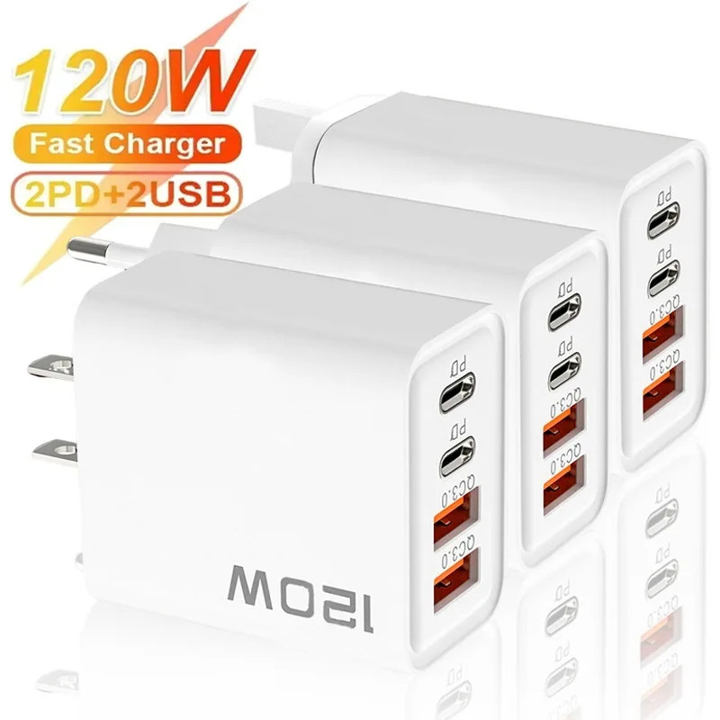 120W 4 Ports USB C Charger Quick Charge
