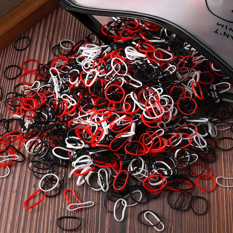 500pcs Girls Colourful Disposable Rubber Band Hair Ties Headband Children Ponytail Holder Bands Kids Hair Accessories