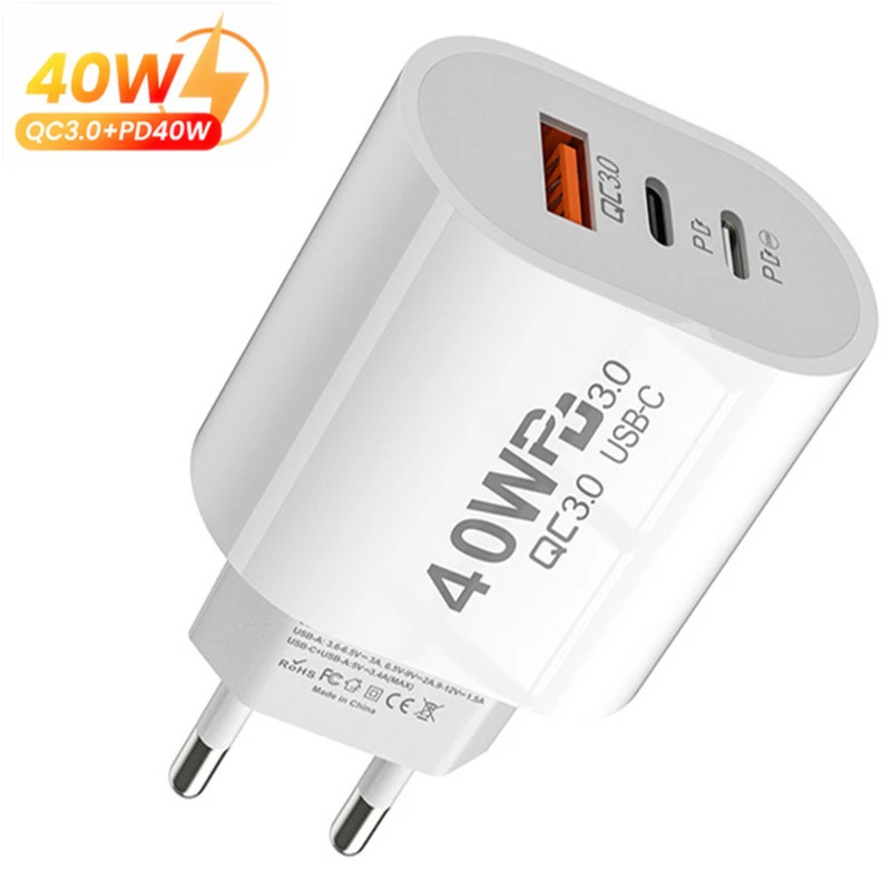 USB C Charger 40W Fast Charging Charger 3Ports