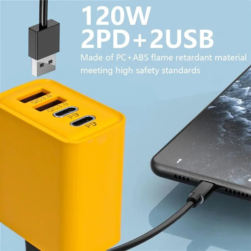 120W Fast Charging 4 Ports Mobile Phone Charger