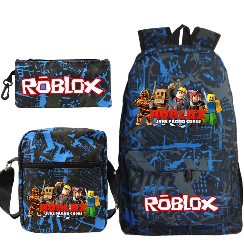 Roblox Anime Game 3pcs/set 3D Print Student Laptop Backpack USB Charging Backpack