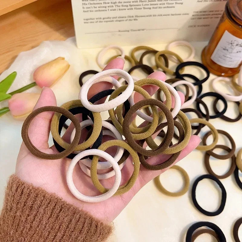 20pcs Brown Beige Nylon Hair Rings