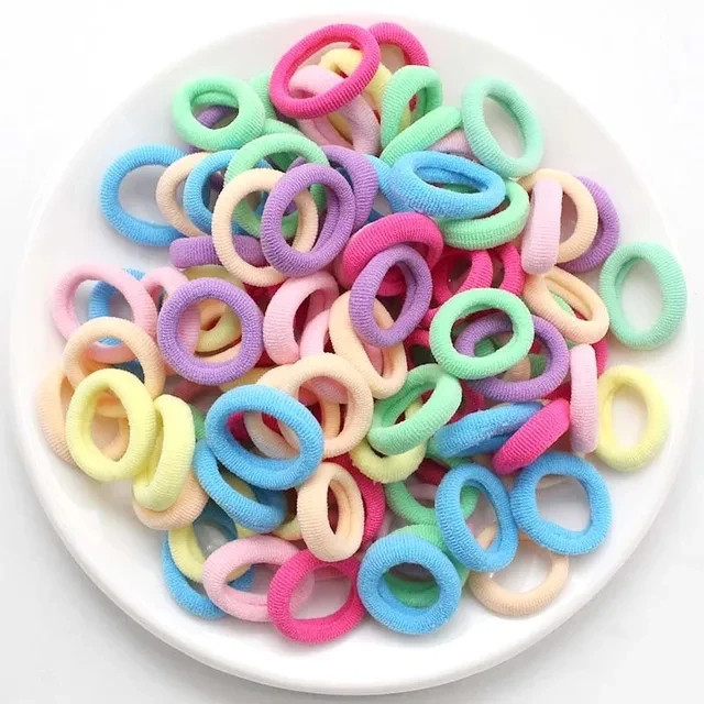 100 Pcs Girls Colorful Elastic Hair Bands