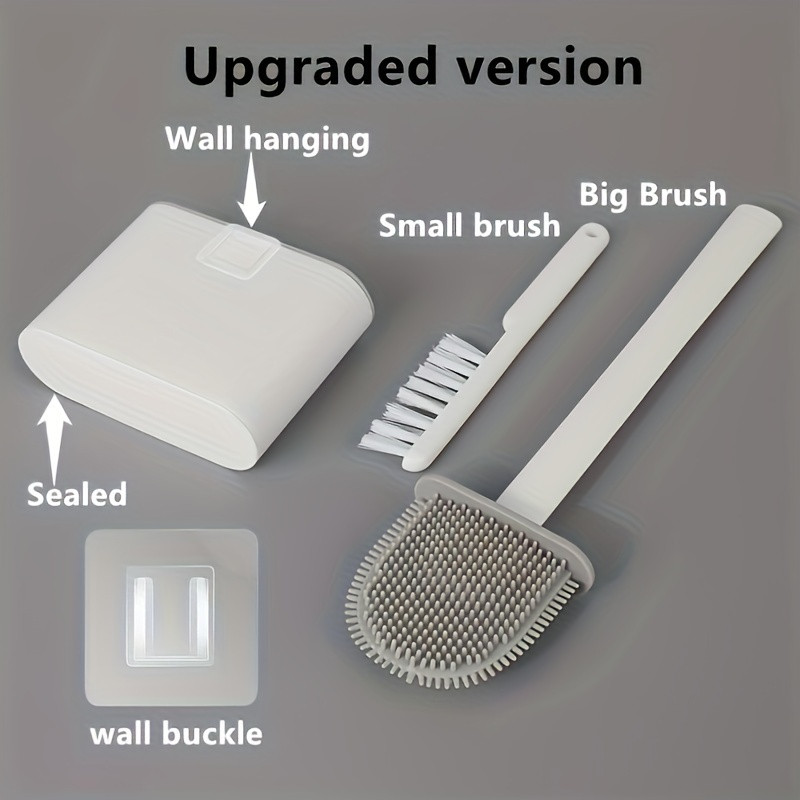 Wall-Mounted Toilet Brush Set with Soft Silicone Bristles & Hygienic Holder
